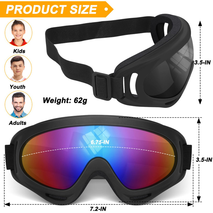 OXG 2 Pack Motorcycle Goggles with 2 Neck Gaiters, UV400 Protection Dirt Bike Motocross ATV Skiing Goggles (Grey+Multicolor)