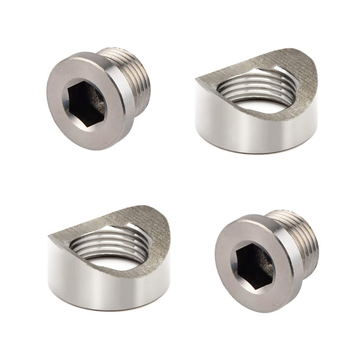 I Little Bamboo O2 Sensor Bung, Stainless Steel Oxygen Sensor Mounting Bungs and Plugs, M18 X 1.5 Thread Notched Style Oxygen Sensor Fitting Bungs, S