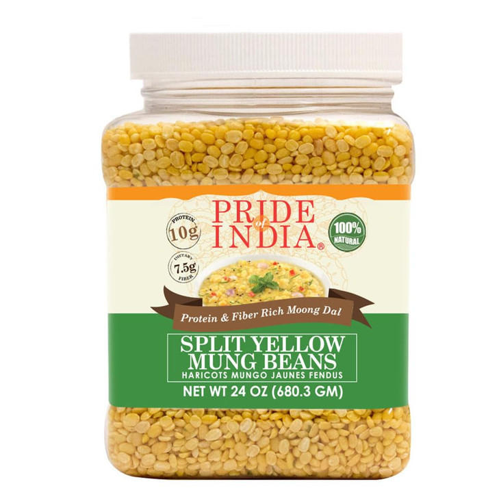 Pride Of India - Indian Split Yellow Mung Lentils - Protein & Fiber Rich Moong Dal, 1.5 Pound Jar