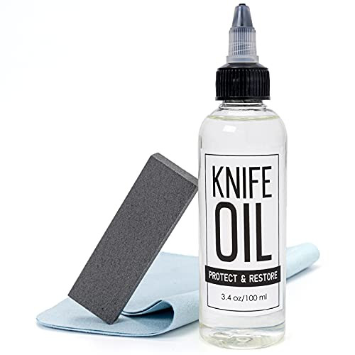 PuGez Knife Oil Rust Eraser Kit, Extra Large Rust Remover for Knives, Sword Maintenance Oil (3.4 oz) for Carbon Steel Blade, Cleaning, Protection And