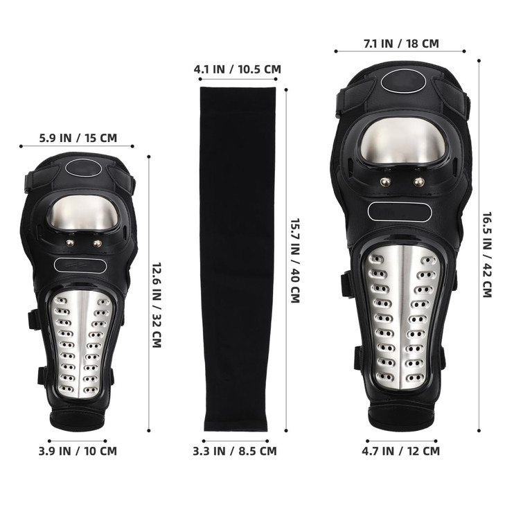 BESPORTBLE 6Pcs Adults Alloy Steel Motorcycle Knee Pads Elbow Pads, 2 in 1 Dirt Bike Knee and Elbow Guards, Adjustable Knee Cap Pads Protector for Mo