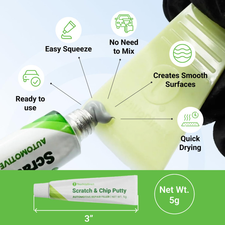 TouchUpDirect Scratch & Chip Putty - Ready-Mixed 5g Automotive Body Filler Kit for Deep Scratches & Gouges, Complete Chip Repair Kit with Spreader &