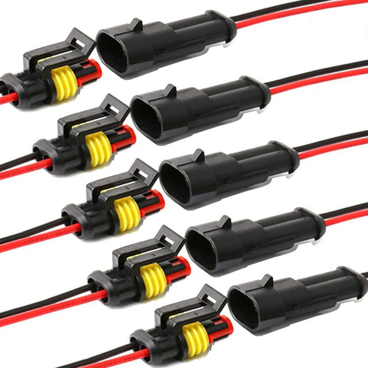 YETOR Way Car Waterproof Electrical Connector,16 AWG 2 pin Plug Auto Electrical Wire Connectors for Car, Truck, Boat, and Other Wire Connections.(5 P