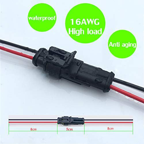 YETOR Way Car Waterproof Electrical Connector,16 AWG 2 pin Plug Auto Electrical Wire Connectors for Car, Truck, Boat, and Other Wire Connections.(5 P