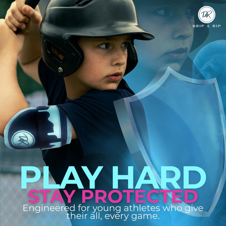 Drip & Rip Premium Youth Model Baseball and Softball Elbow Guard (Black Ice)