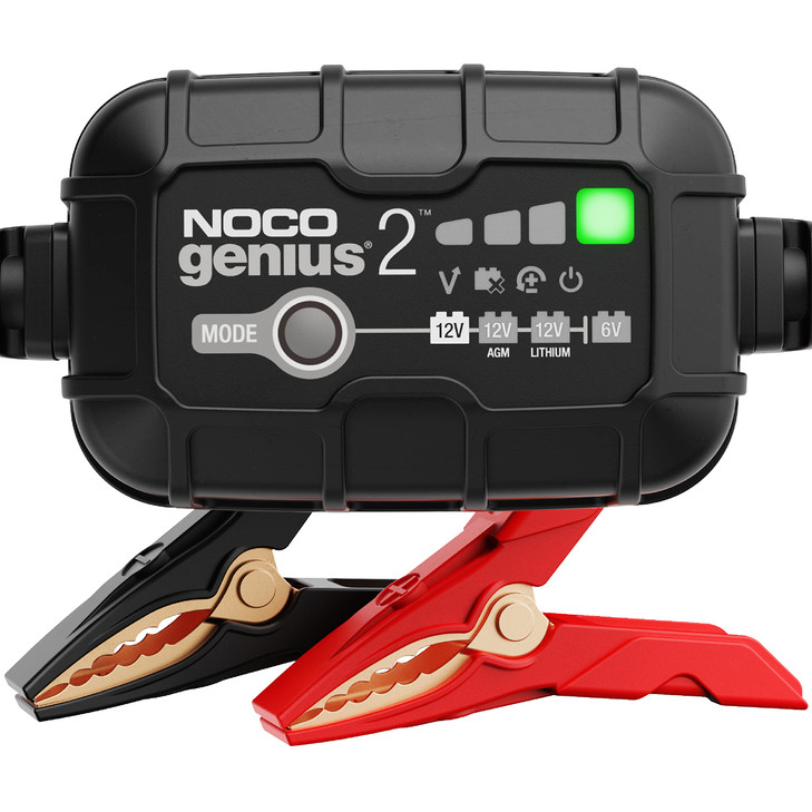 NOCO GENIUS2: 2A 6V/12V Smart Battery Charger  Automatic Maintainer, Trickle Charger & Desulfator with Overcharge Protection & Temperature Compensat