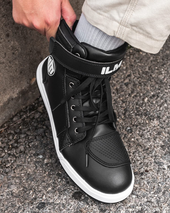 ILM Motorcycle Shoes for Men Black Waterproof Street Riding Breathable Powersport Anti-Slip Footwear with Ankle Support, Shift pad (Black,10)