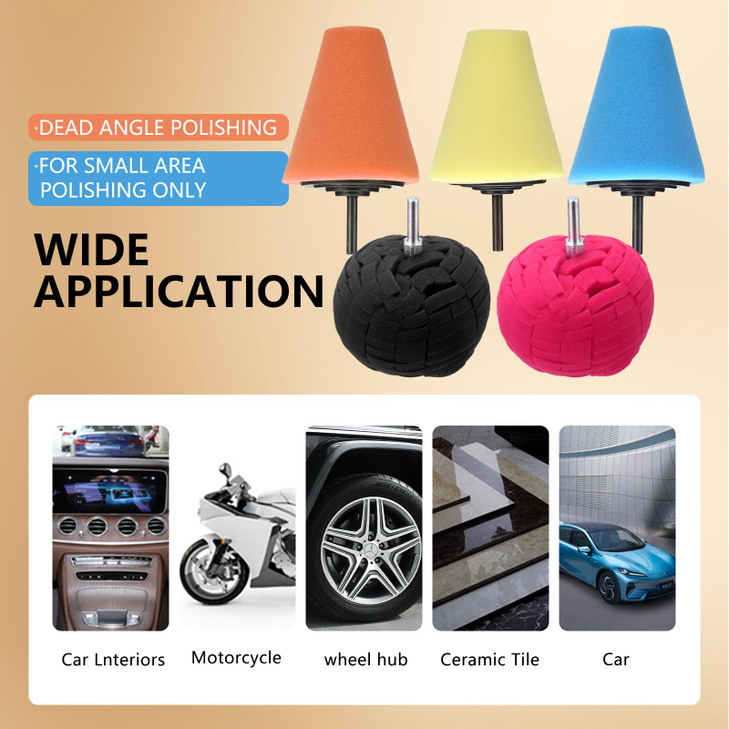 5Pcs Aluminum Polishing Kit Foam Sponge Polishing Balls Wheel Polishing Kit for Drills, Car Wheel and Polisher Kits for Car Care, Chrome, Rims, Metal