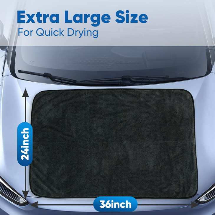HOMEXCEL Professional Car Drying Towel (36"x 24") with Twisted-Loop Technology, 1200GSM for a Streak-Free Finish  Microfiber Towels for Cars, Trucks