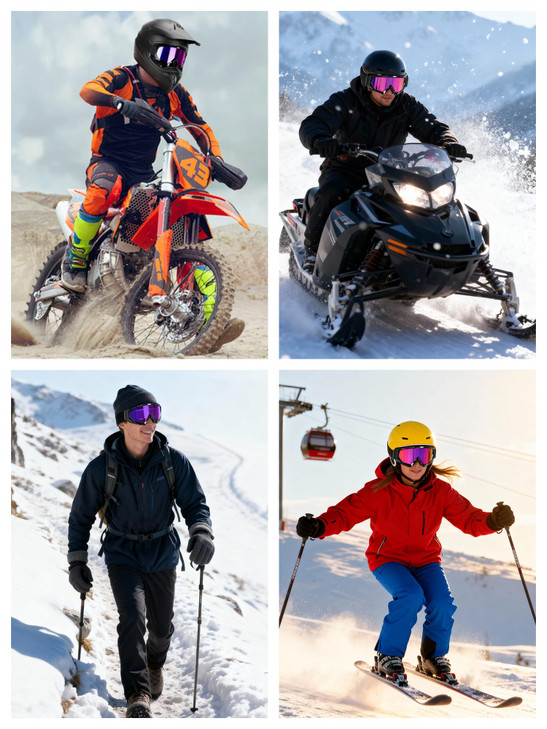 JAGASOL ATV Goggles, Dirt Bike Goggles Ski Goggles for Men Women, UV 400 Anti-Scratch Fog Dustproof for Adults Youth Kids