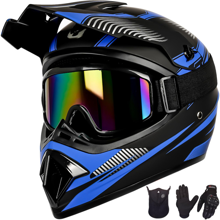 Yesmotor Youth Dirt Bike Helmet Set Includes Gloves, Goggles, Mask, Ideal Helmet for Kids 8-14, Premium Safety Gear for Dirt Bike Helmets Enthusiasts