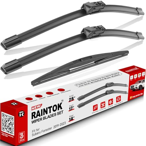 RAINTOK Windshield Wiper Blades Replacement for Subaru Forester 2019 2020 2021 2022 2023 2024 Original Factory Quality Front Rear Wipers Blade Set fo
