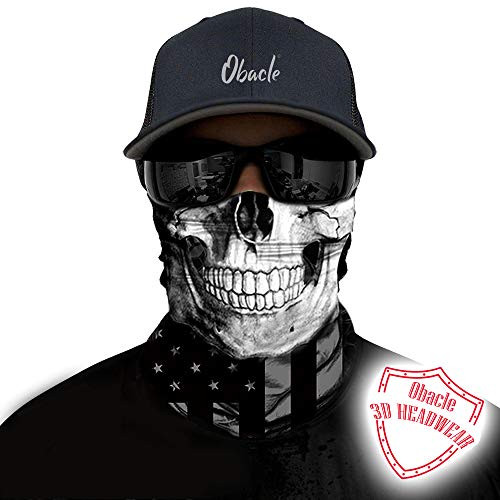 Obacle Skull Face Mask Sun UV Dust Wind Protection Tube Mask Seamless Bandana Skeleton Face Mask for Men Women Bike Riding Motorcycle Cycling Biker O