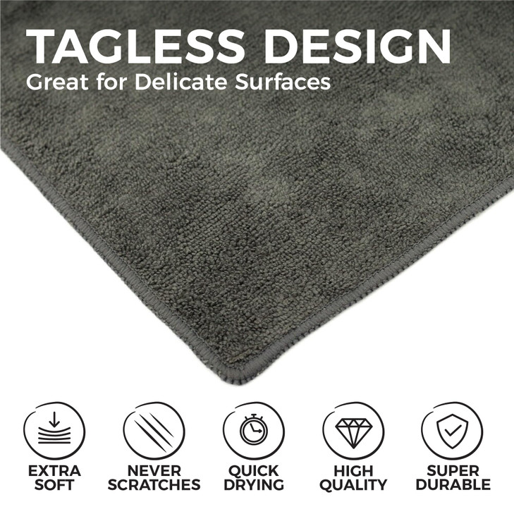 The Rag Company - All-Purpose Microfiber Terry Cleaning Towels - Commercial Grade, Highly Absorbent, Lint-Free, Streak-Free, Kitchens, Bathrooms, Off
