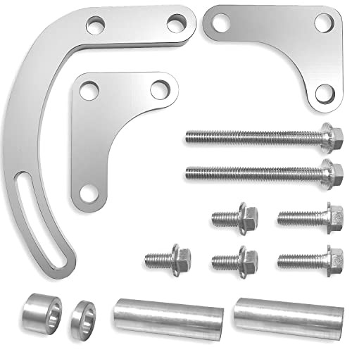 Baiann SBC Power Steering Pump Bracket 350 V-Belt Slotted Adjustable LWP 305 327 383 5.0L 5.7L V8 Compatible With 350 Small Block Chevy Long Water Pu