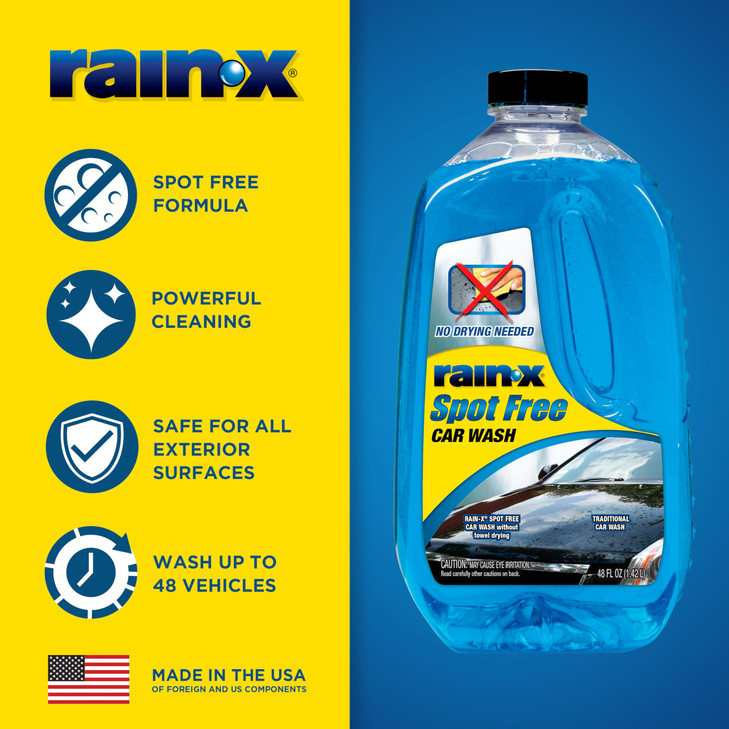Rain-X 620073 - Car Wash Deep Cleaning, High Foam Soap Provides Spot Free Shine with No Towel Or Hand Drying Needed - Car soap for car cleaning and d