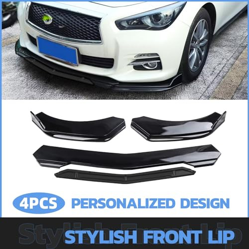 goodfitment Universal Front Lip for Car,Glossy Black Front Bumper Lip, ABS Adjustable Sharp Corner Front Bumper Lip Splitter Protector Replacement fo