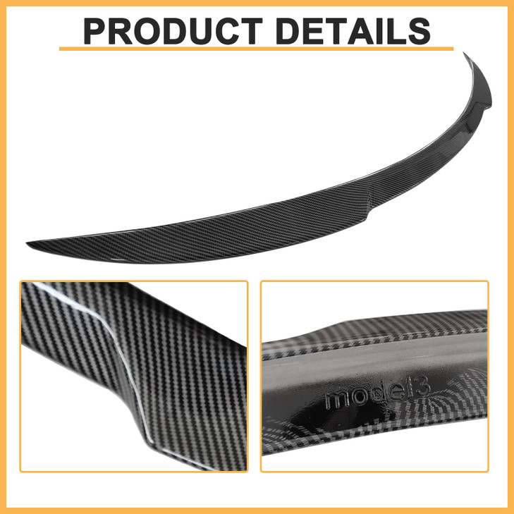 DIBON AUTO Trunk Spoiler Wing for 2017-2023 Tesla Model 3 Rear Trunk Lid Wing Spoiler (Carbon Fiber, Model 3 2017-2023)
