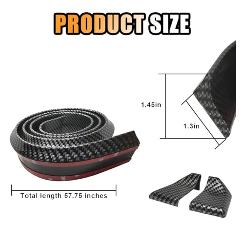 Car Rear Spoiler Roof Lip Kit, Carbon Fiber 3D Rubber Trunk Spoiler Trim Strip Cool Car Decoration, Universal Punch-Free Vehicle Exterior Accessory S