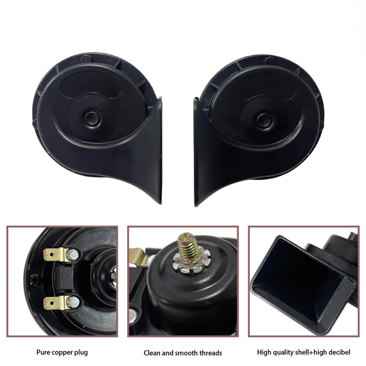 AKIZIDS 12V Replacement Car Horn Kit 2PCS Super Loud electric Snail Horn Dual Tone Universal Air Horn Fit for Any 12V Cars,Trucks,Motorcycles,Van,Pic