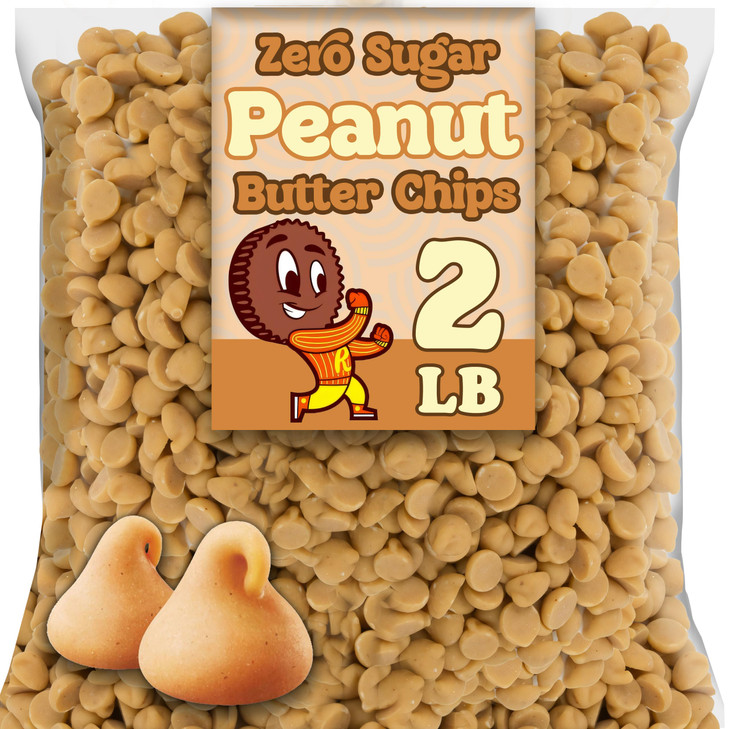 Reeces Sugar Free Peanut Butter Baking Chips, 2 Lbs Bulk Zero Sugar Peanut Butter Chips, Smooth and Creamy Gluten Free Chips for Snack Mixes and Baki