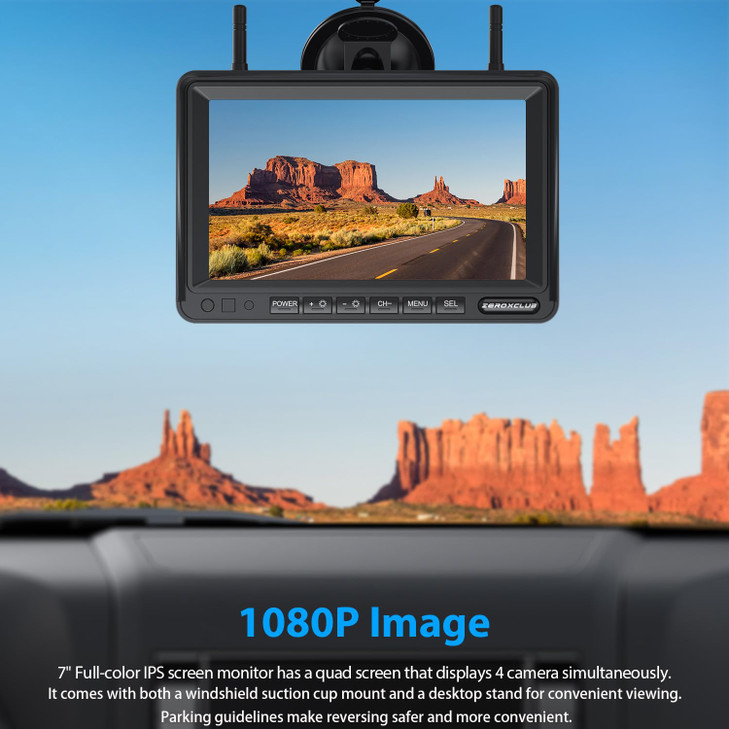 ZEROXCLUB 1080P 7" Wireless RV Backup Camera System, Compatible with Furrion Pre-Wired RV Truck Trailer, DVR Monitor & IR Night Vision Rear View Came
