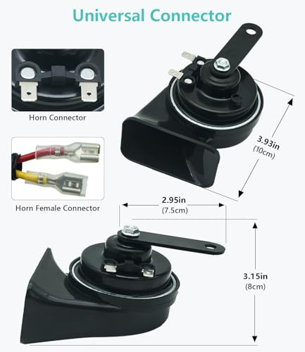 NEOGET Car Horn 12V Universal Super Loud Auto Horn Electric Waterproof Low High Two Tone Fit for Any 12 Volt Vehicles Truck Pickup Replacement Kit (U