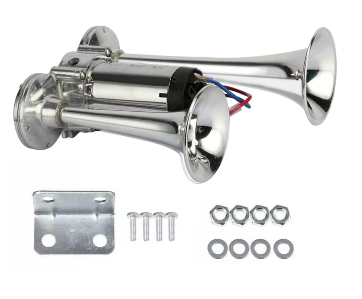 Haokixin 600DB Super Loud Dual Electric Train Horns for Trucks, SUVs, Cars, Boats & Motorcycles - 12V Dual Trumpets Air Horn Kit with Compressor Unit