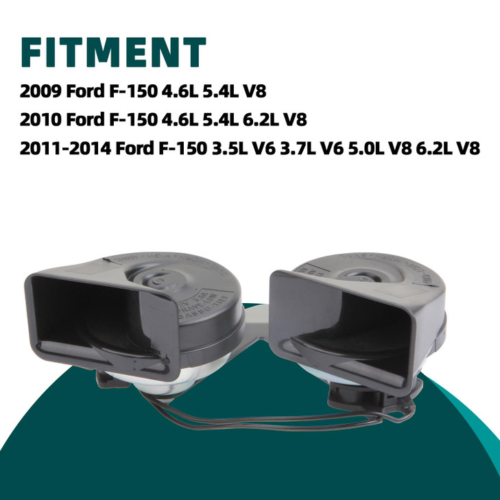 MITZONE Horn Assembly with Bracket Compatible with 2009-2014 Ford F-150 Replace 9L3Z-13832-A