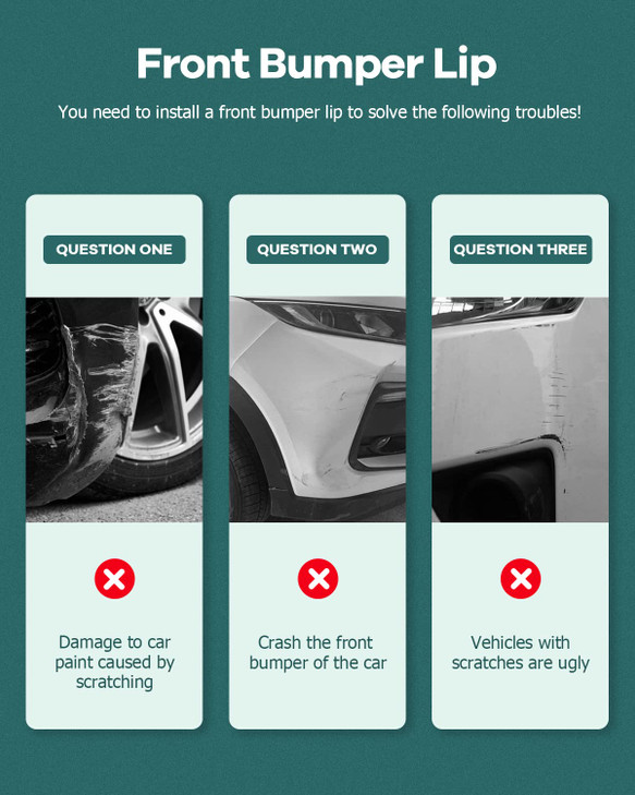 SCITOO 3PCS Black PP Front Bumper Body Kit Spoiler Chin Spoiler Front Bumper Lip Fit for 2016-2020 for Honda Civic