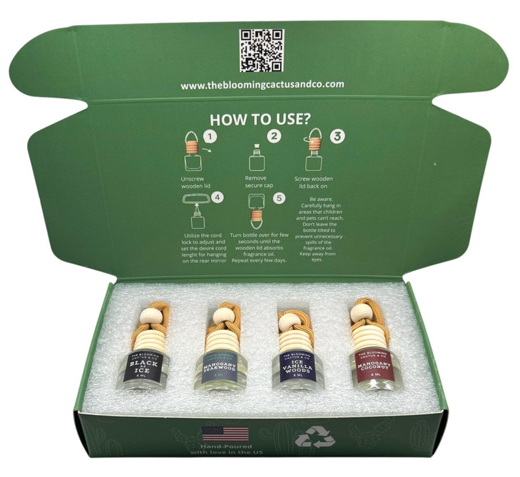 4 Pack Air fresheners | Long lasting car air fresheners, Hand-made in USA | Small room diffuser | Small Business Woman Owned. (8 ml Fresh & Earthy Pa