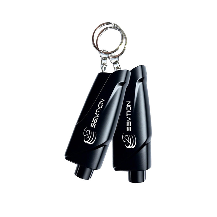 SEMTION Window Breaker Seatbelt Cutter with Keychain Car Emergency Escape Tool for Land and Underwater, Pack of 2 (Black-Black)