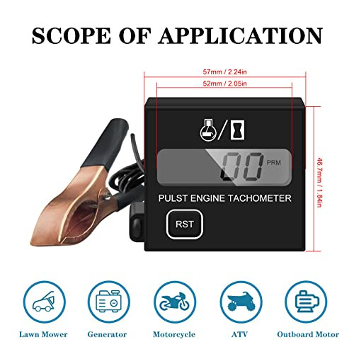 BIBARAJM Small Engine Tachometer Digital Tachometer Small Digital Inductive Tachometer, Waterproof, Suitable for Chainsaw, Marine, ATV, Motorcycle, U
