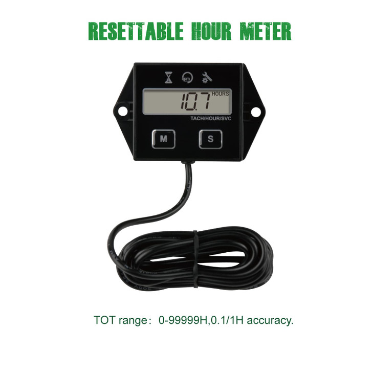 Yooreal Digital Inductive Tach Hour Meter,RPM Gauge Meter Tachometer for Lawn Mower Scooter Dirt Bike Tractor Generator Air Compressor Marine Motorcy