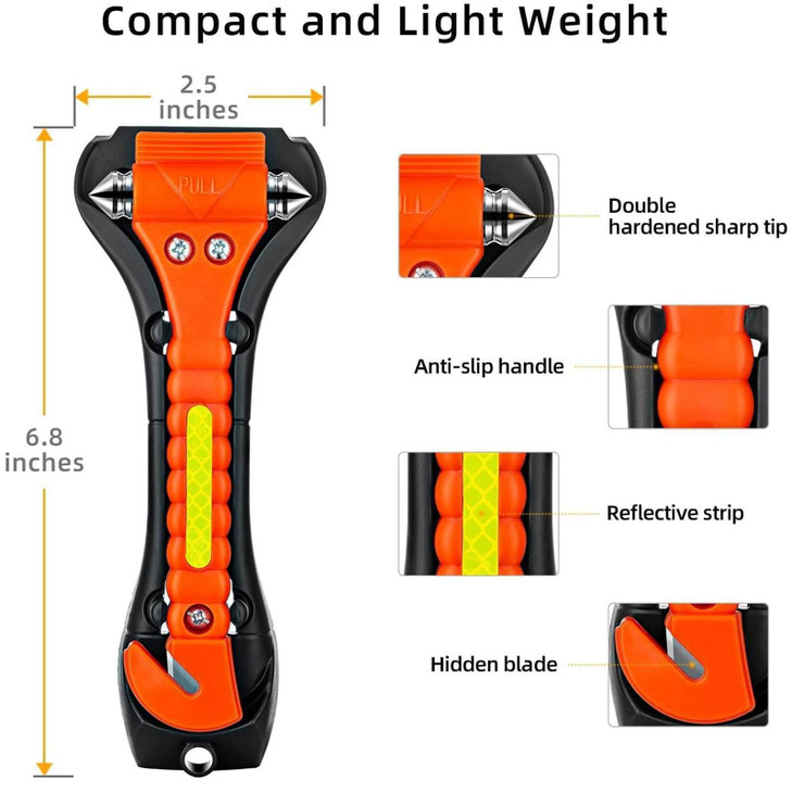 ZHSX Safety Hammer, 10 Pack Car Emergency Escape Tool Car Window Breaker and Seat Belt Cutter with Light Reflective Tape for Family Car Life Saving S