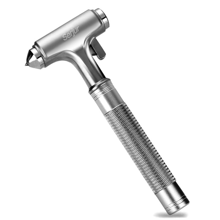 Serjur All Metal Safety Hammer with Window Breaker and Seatbelt Cutter - 3-in-1 Emergency Escape Tool for Car, Heavy-Duty Aluminum Alloy Car Accessor