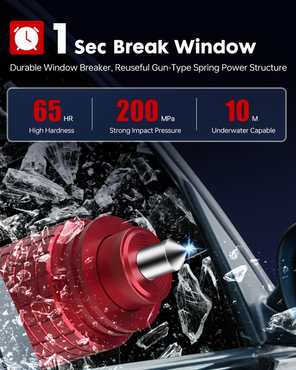 PARTSWAY Window Breaker Seatbelt Cutter - 2 in 1 Portable Safety Hammer Glass Breaker for Car Emergency, Car Essentials, Automotive Escape Tool for M