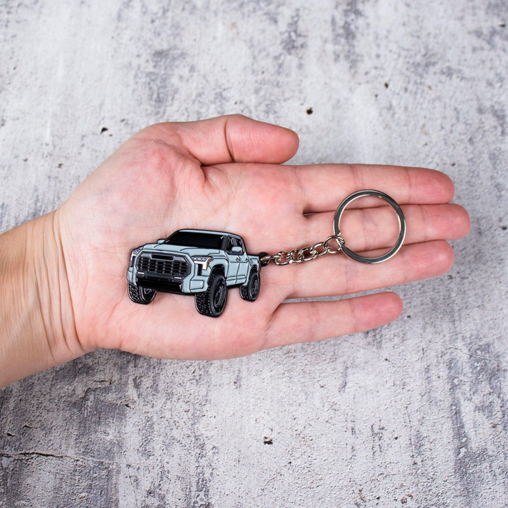 FOUR WHEEL BEAST Tundra Accessories Metal Tundra Keychain 2024 2023 - Key Fob Cover Ring Key Chain Toy Truck (Lunar Rock)