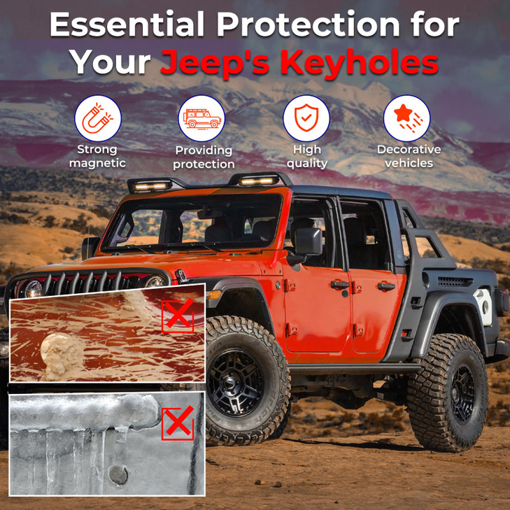 CALBEAU Keyhole Covers for 2007-2018 Jeep Wrangler JK Door, Strong Magnet Keyhole Decor Accessories for Door Lock Protection (3 PCS) (Classic)