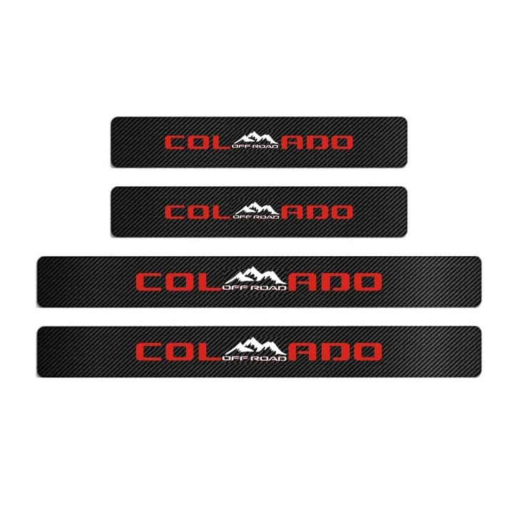 MAXMILO 4Pcs Car Door Sill Protector Reflective 4D Carbon Fiber Leather Sticker Decoration Door Entry Guard Accessories Compatible with Colo4x4rado O