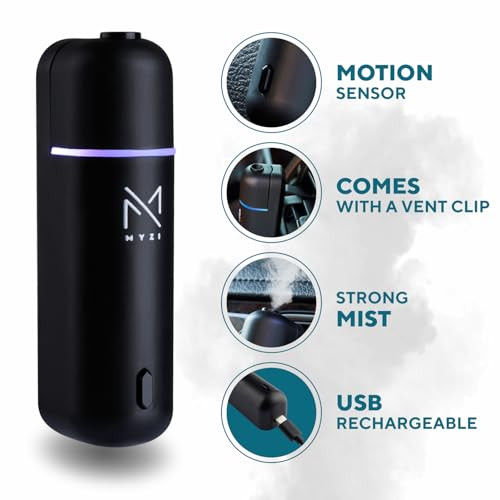 MYZI Car Air Freshener Diffuser, Waterless Diffuser Car Essential Oil Diffuser with 6 Refill Scents, Car Diffuser Air Freshener Car Fragrance Diffuse