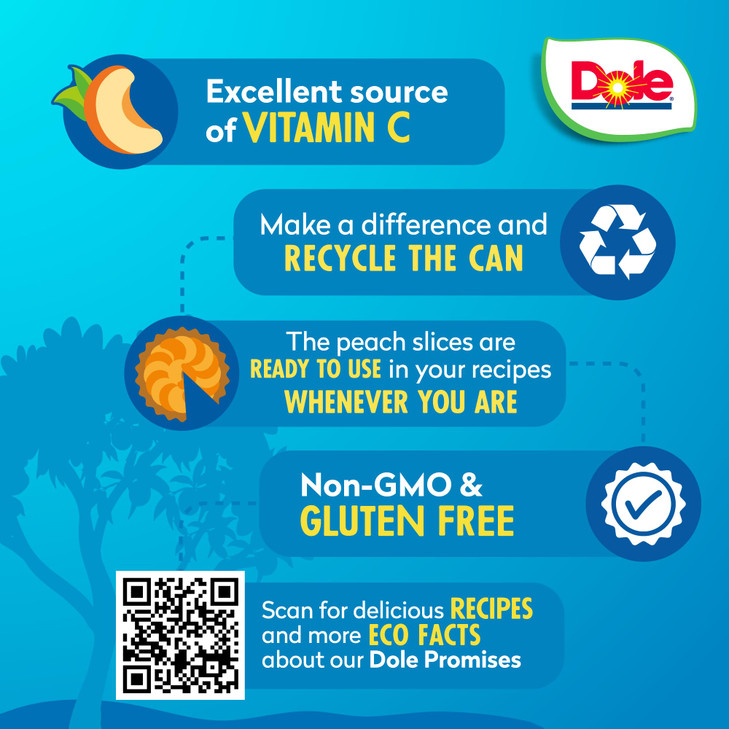 Dole Jarred Peaches Sliced Yellow Cling in 100% Fruit Juice, 23.5 Ounce Jar (Pack of 8)