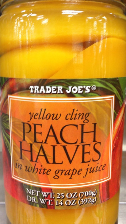 Trader Joe's Yellow Cling Peach Halves in White Grape Juice