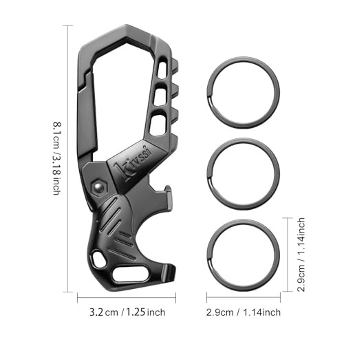 Kivssi Heavy duty metal keychains, Carabiner clip Car key chains,Fashion family keychain bottle opener and 3 Key Rings suitable for men and women.?Bl