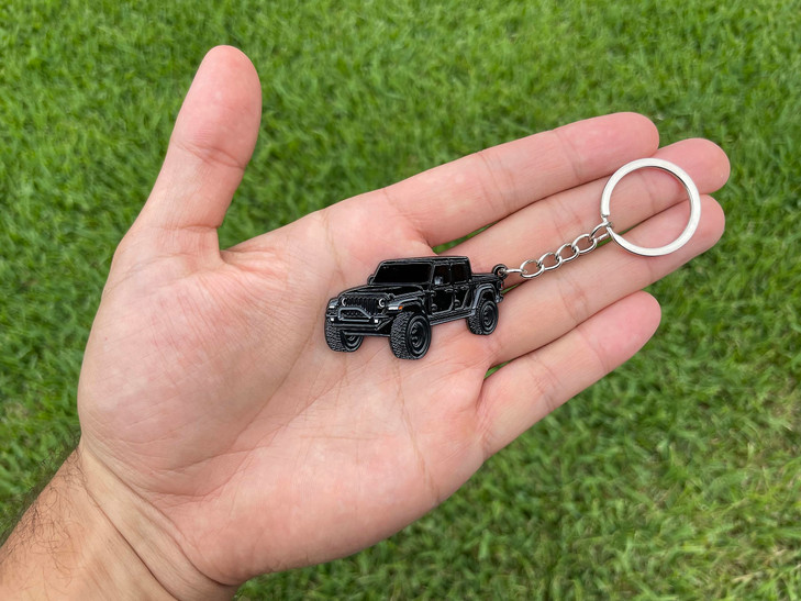 FOUR WHEEL BEAST Jeep Gladiator Keychain - Officially Licensed Jeep Accessories Key Chain Fob Cover Mods 2020-2024 (Black)