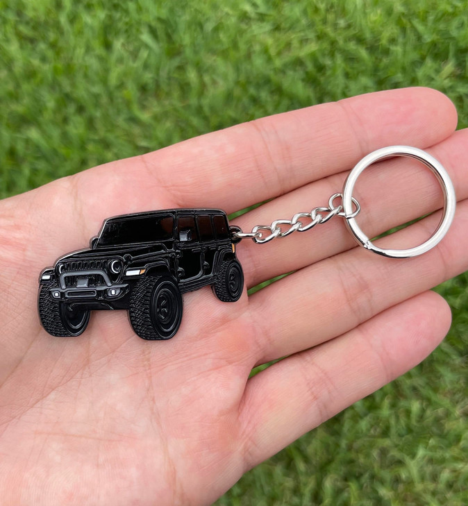FOUR WHEEL BEAST Jeep Wrangler Keychain - Officially Licensed Jeep Rubicon Accessories JL Key Chain JKU 2024 2023 (Black)
