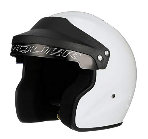 Conquer Snell SA2025 Approved Open Face Auto Racing Race Car Helmet - Adult | Men | Women | Youth - ( Black / White / Silver )