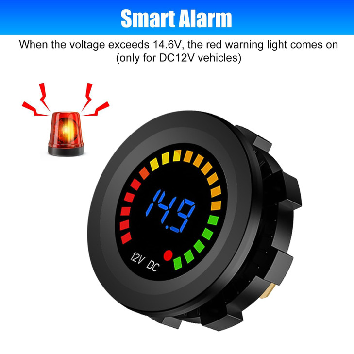 Linkstyle 2PCS Battery Voltage Meter, Waterproof DC Volt Meter Gauge, LED Digital Display Voltage Gauge, Round Voltage Meter for 12V/24V Marine Car M