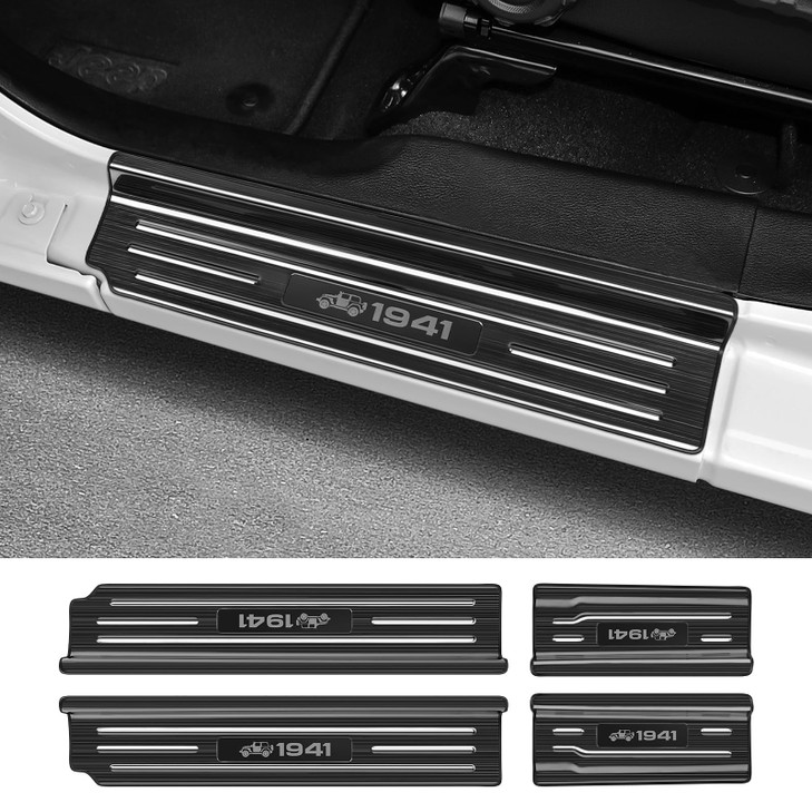 Bercicci 4PCS Door Sill Protector for Jeep Wrangler JL JLU 2018-2025 2026 & Gladiator JT 2020-2025 2026 Accessories Stainless Steel Front and Rear Do