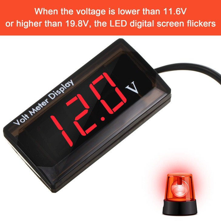 2 Pieces DC 4 to 28V Car Digital Voltmeter 12V Voltage Meter Car Audio Gauge LED Display 12V Waterproof Voltage Gauge Meter for Motorcycle(Red Light)